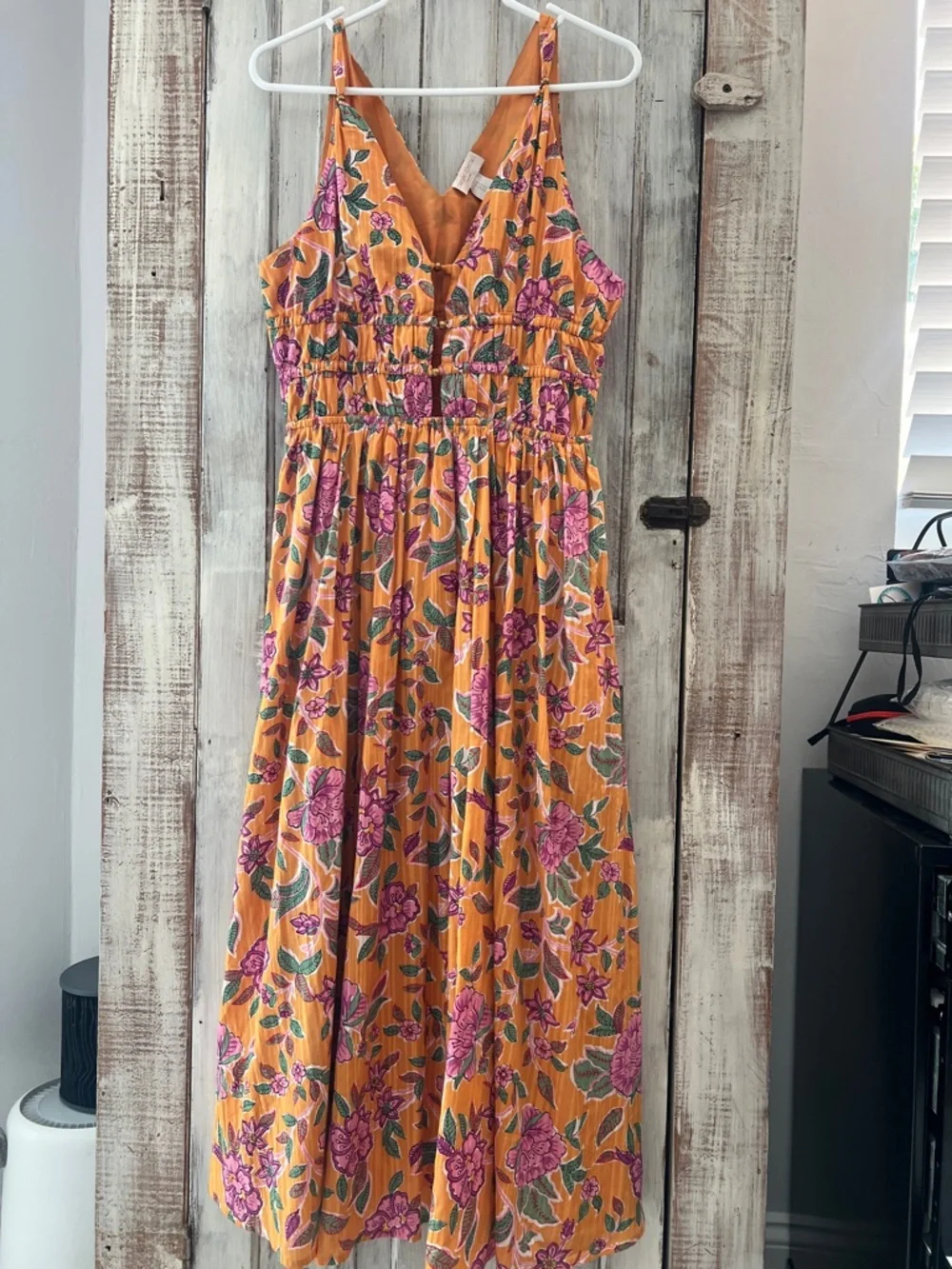 Caroline Constas Orange Maxi Dress with Pink Floral Print - Picture 2 of 6